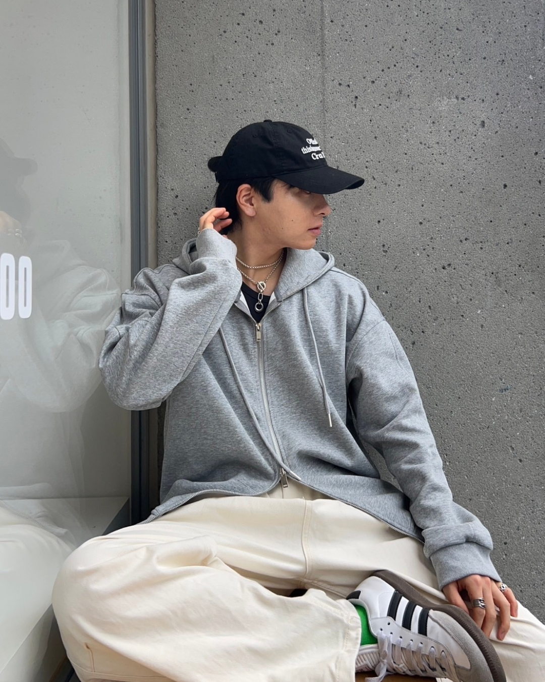 Double zip oversized hoodie AS0006