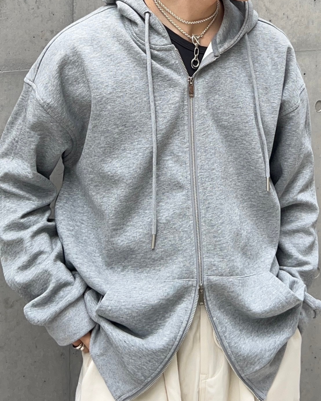 Double zip oversized hoodie AS0006