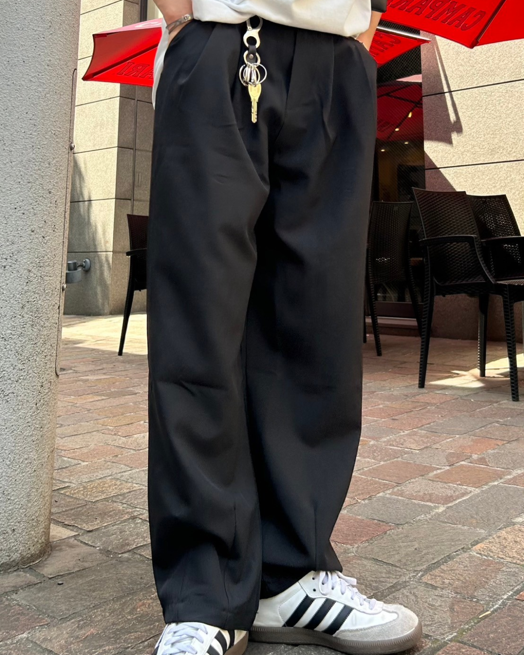 早い者勝ち!Stone L ストレートパンツ太め ブラック タックストレートスラックス AS0010 – YOLO(ヨロ