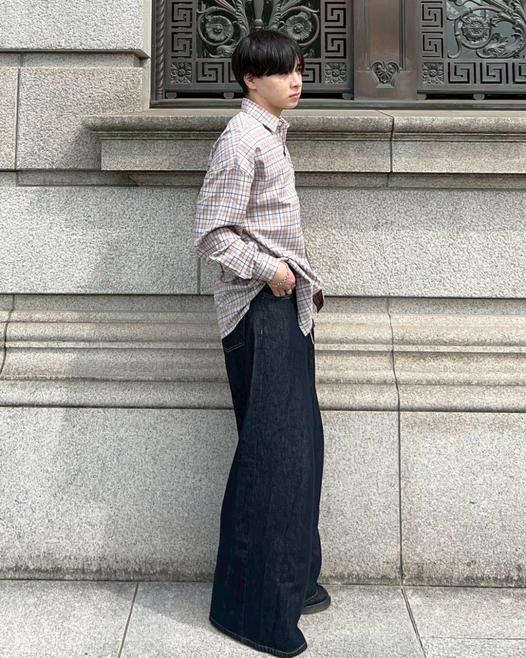 インディゴワイドデニムパンツ AS0040