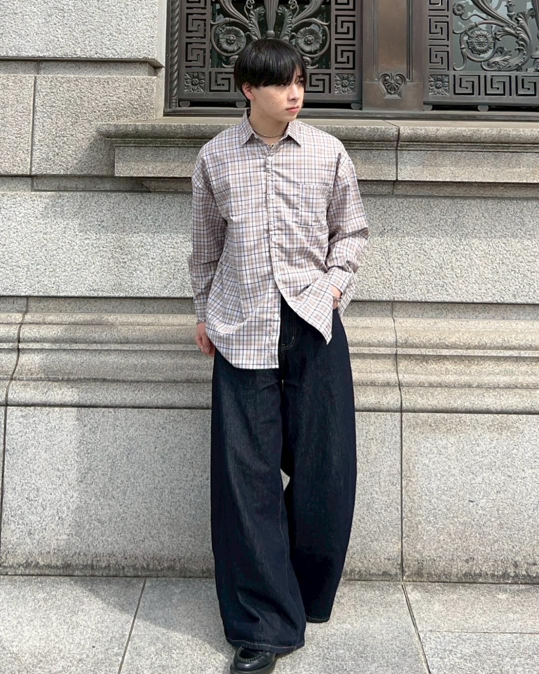 インディゴワイドデニムパンツ AS0040