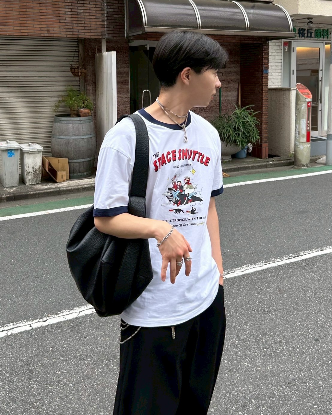 ロゴプリントリンガーTシャツ AS0102