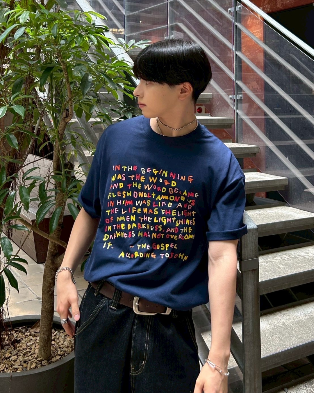 レタリングカラープリントTシャツ AS0185