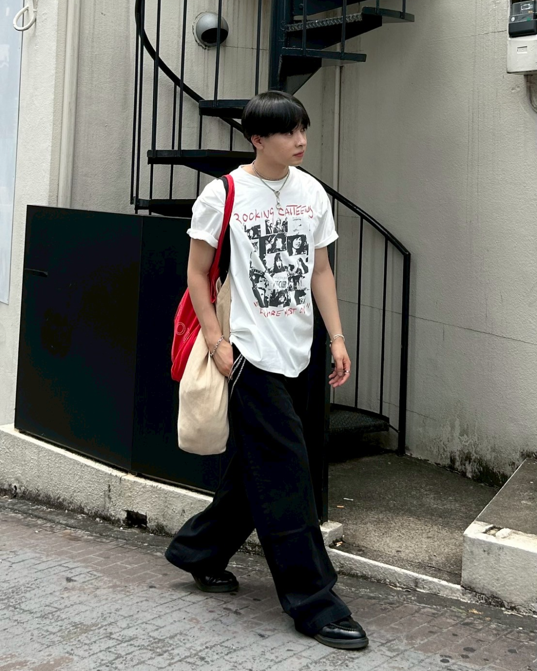ロックバンドプリントTシャツ AS0196