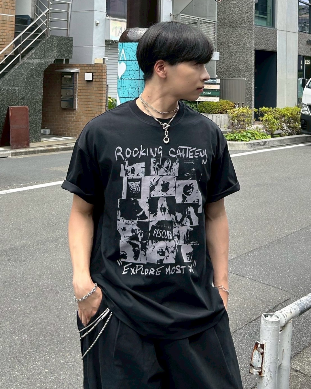 ロックバンドプリントTシャツ AS0196