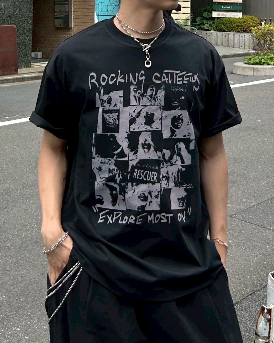ロックバンドプリントTシャツ AS0196