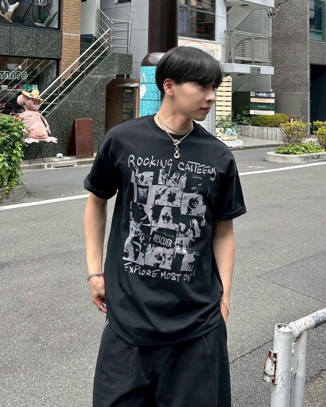 ロックバンドプリントTシャツ AS0196