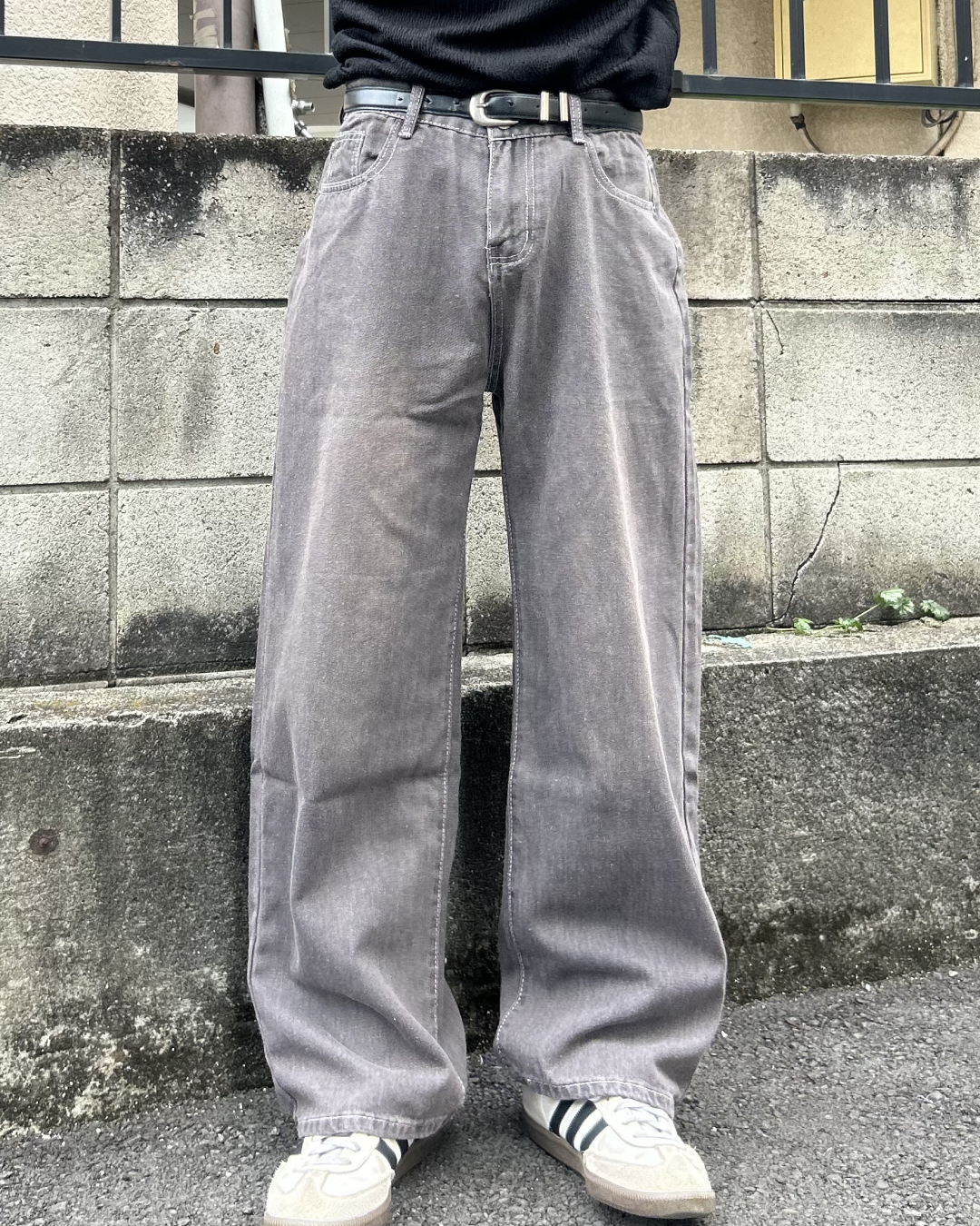 ピンクグレーストレートデニム AS0411