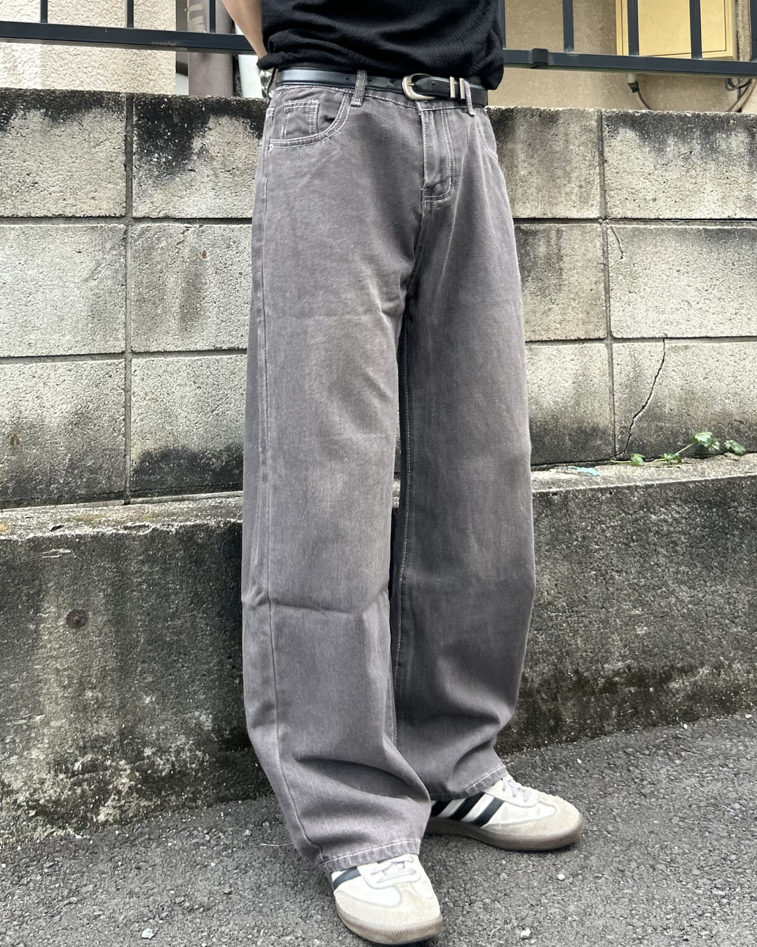 ピンクグレーストレートデニム AS0411