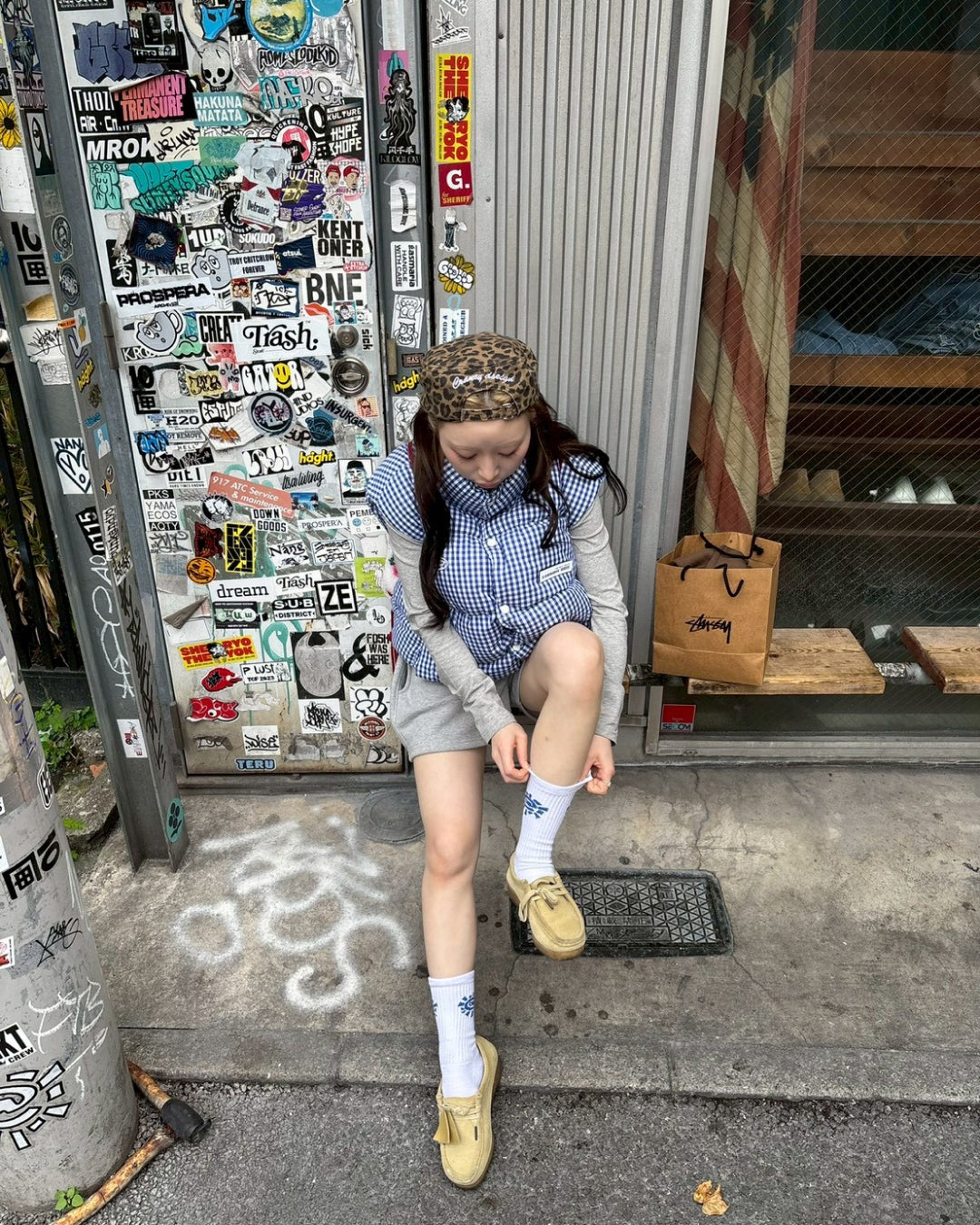 【再販】チェック柄ダウンベスト AW0040