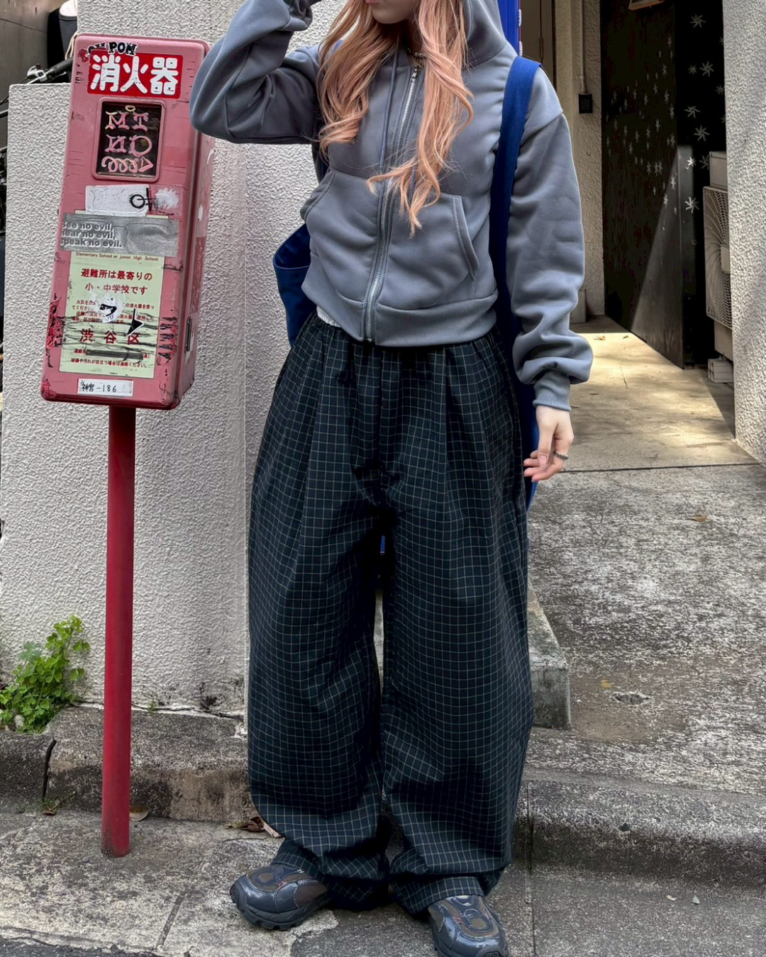 コンスラストカラーチェックワイドパンツ AW0098