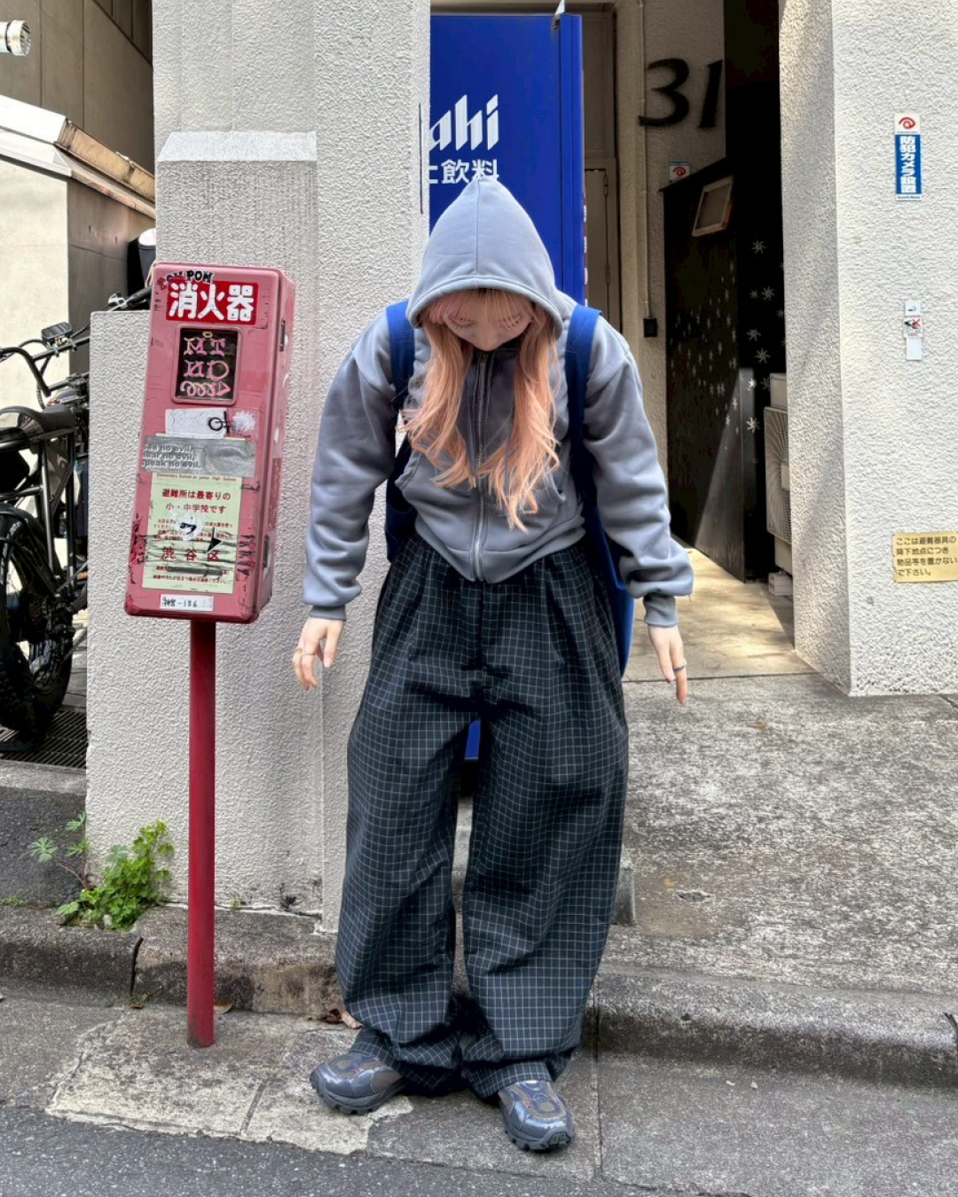 コンスラストカラーチェックワイドパンツ AW0098