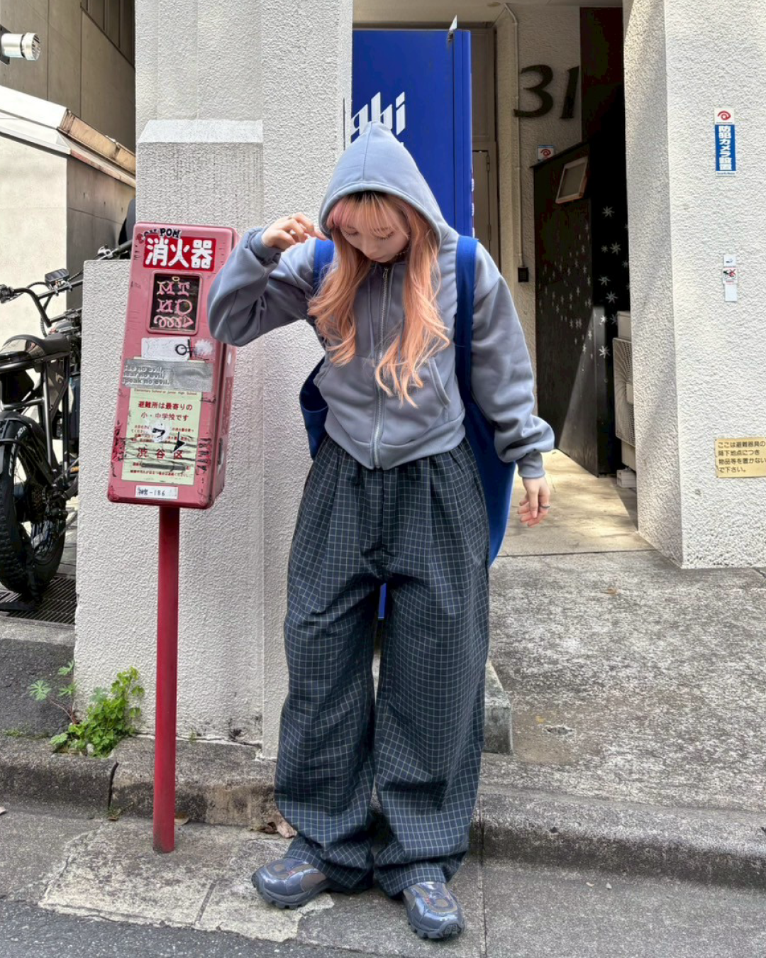 コンスラストカラーチェックワイドパンツ AW0098