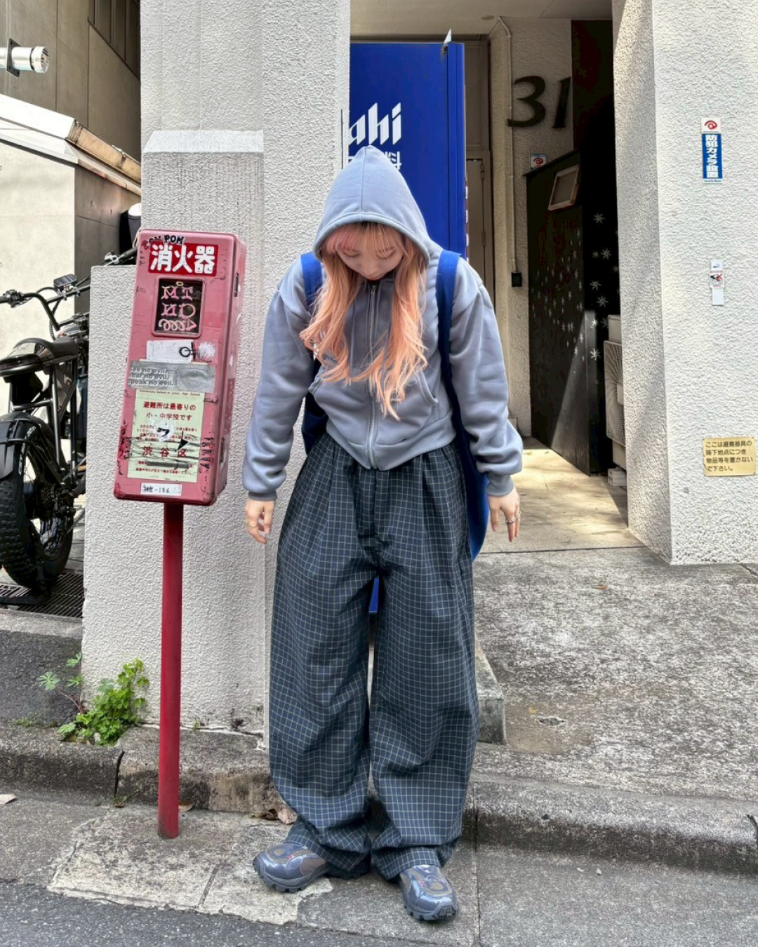 コンスラストカラーチェックワイドパンツ AW0098