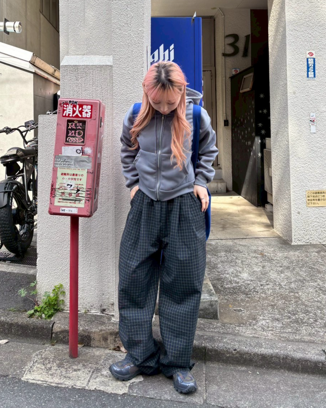 コンスラストカラーチェックワイドパンツ AW0098