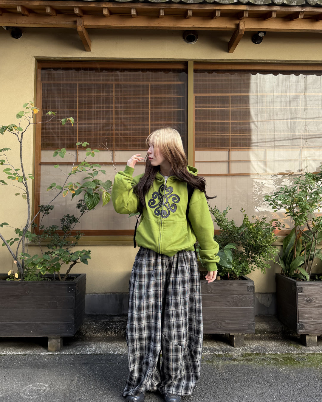 ワイドレッグチェックドレープパンツ
AW3001