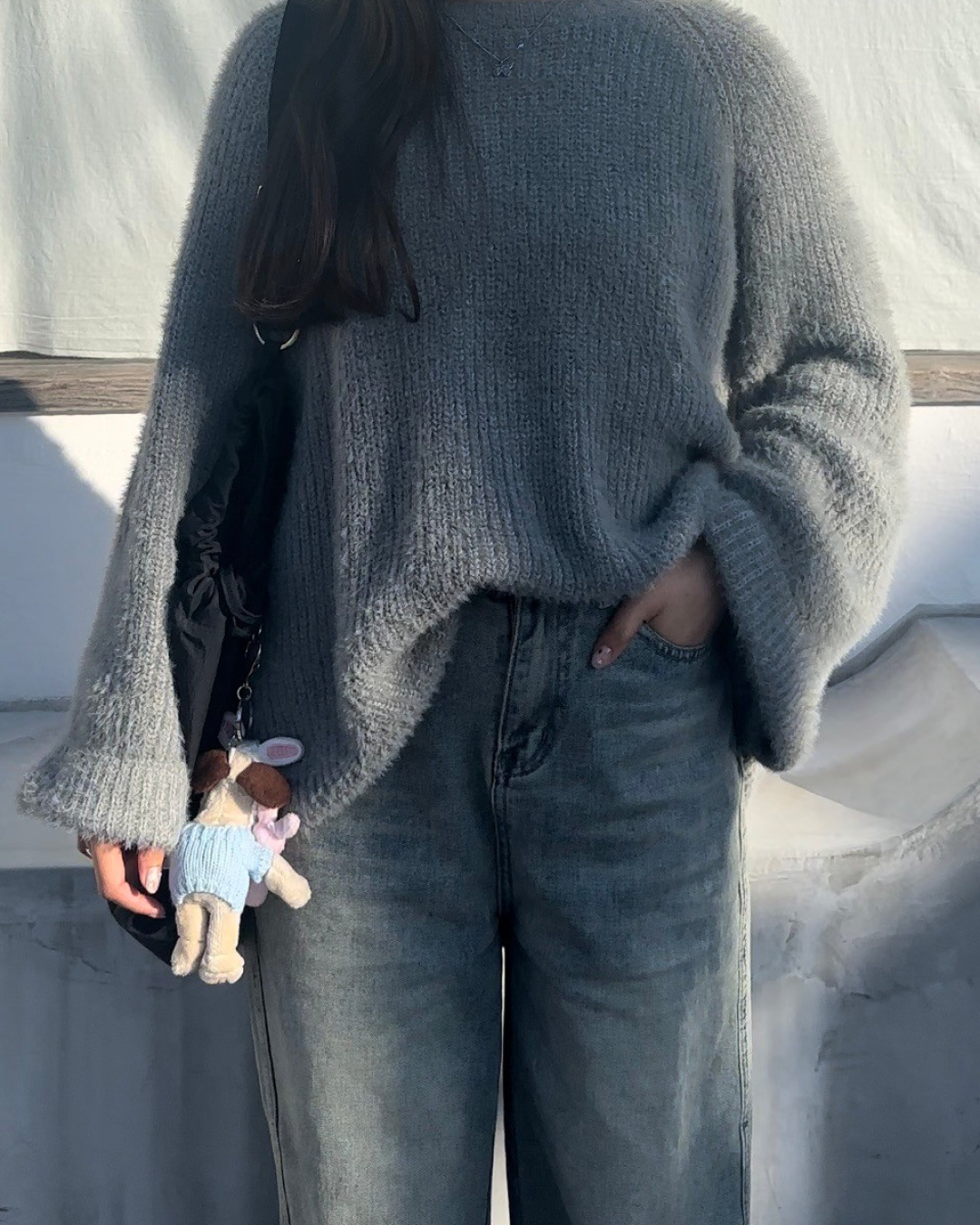 Mohair knit fleece sweater AY0001