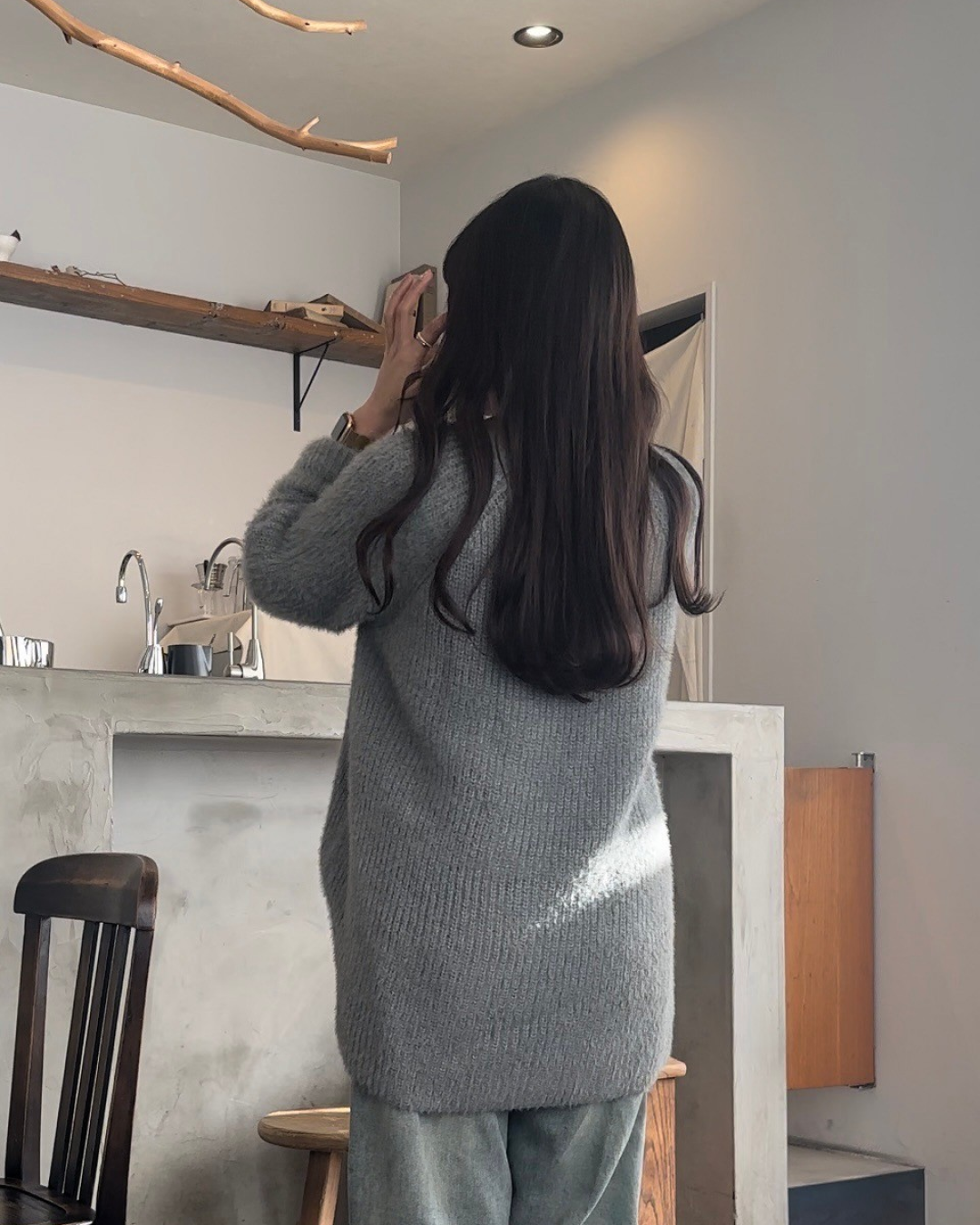 Mohair knit fleece sweater AY0001