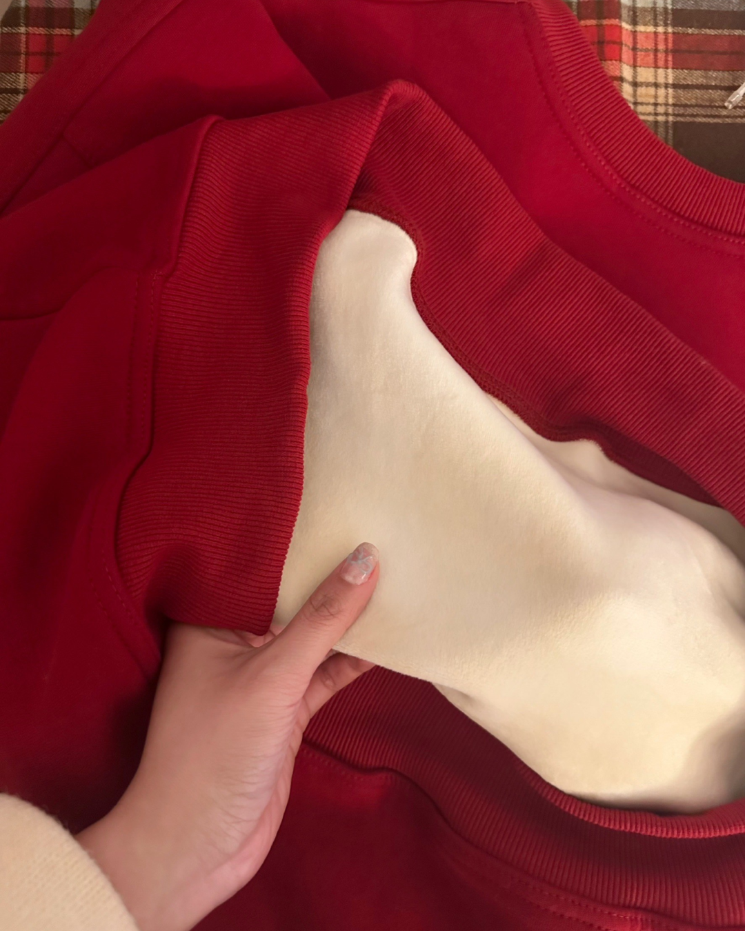 Fleece-lined big size color sweatshirt AY0005