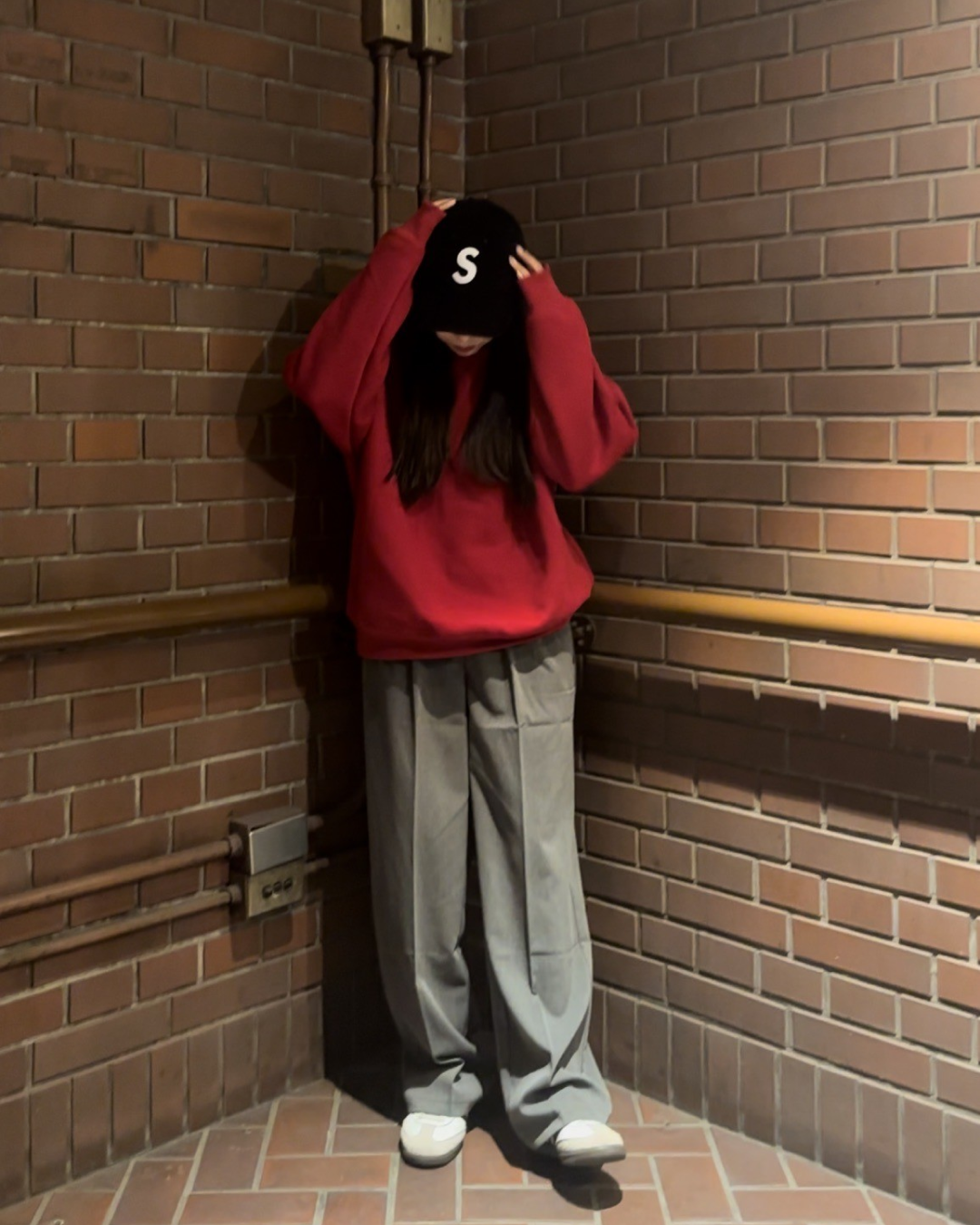 Fleece-lined big size color sweatshirt AY0005