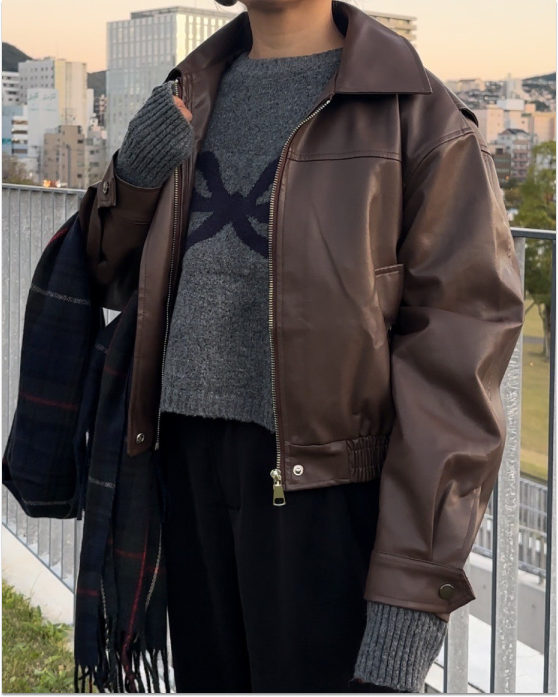 ブラウンショートレザージャケット AY0106