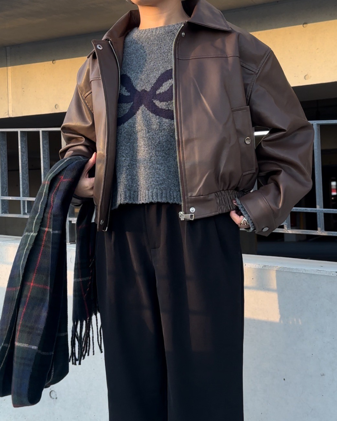 ブラウンショートレザージャケット AY0106