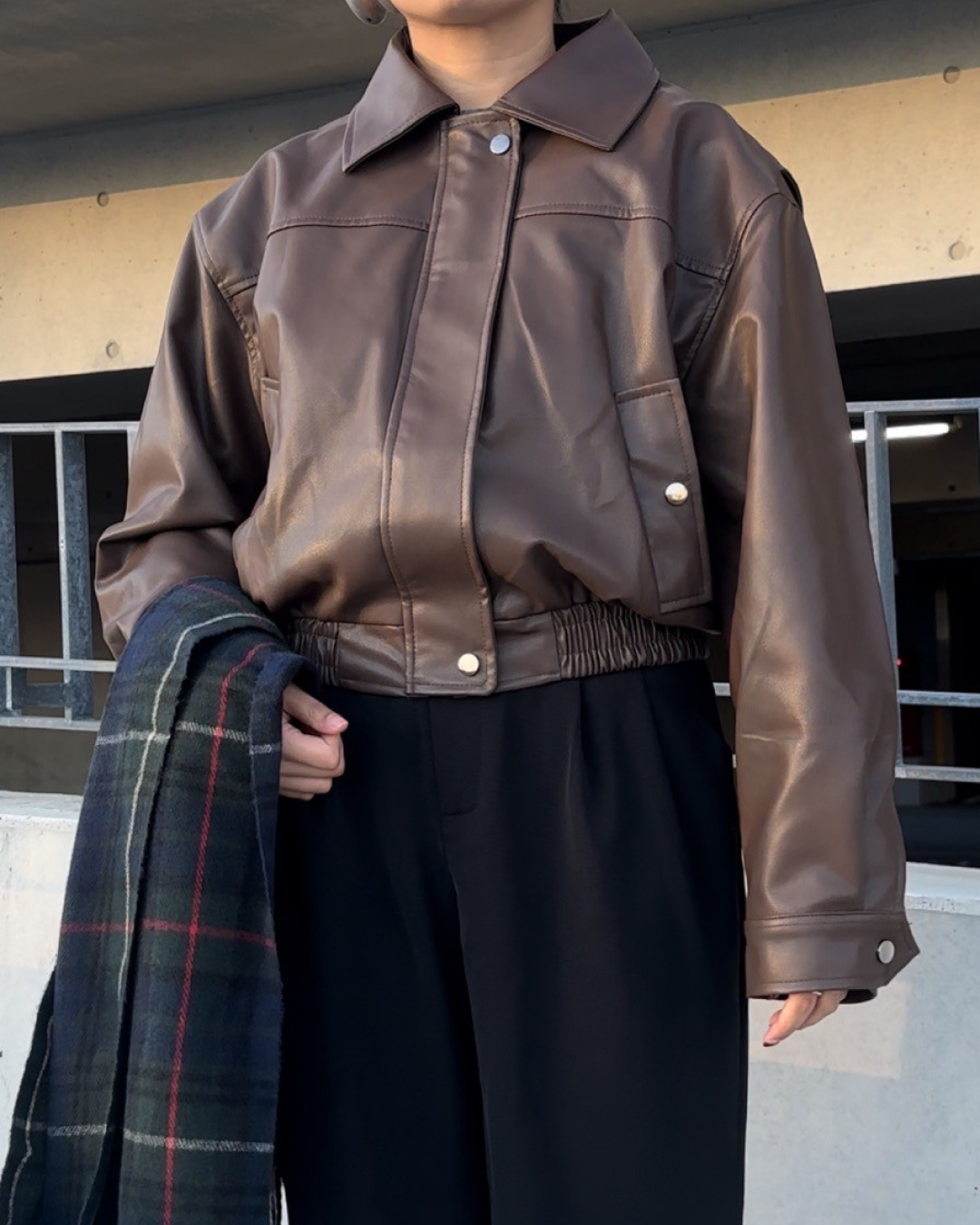 ブラウンショートレザージャケット AY0106