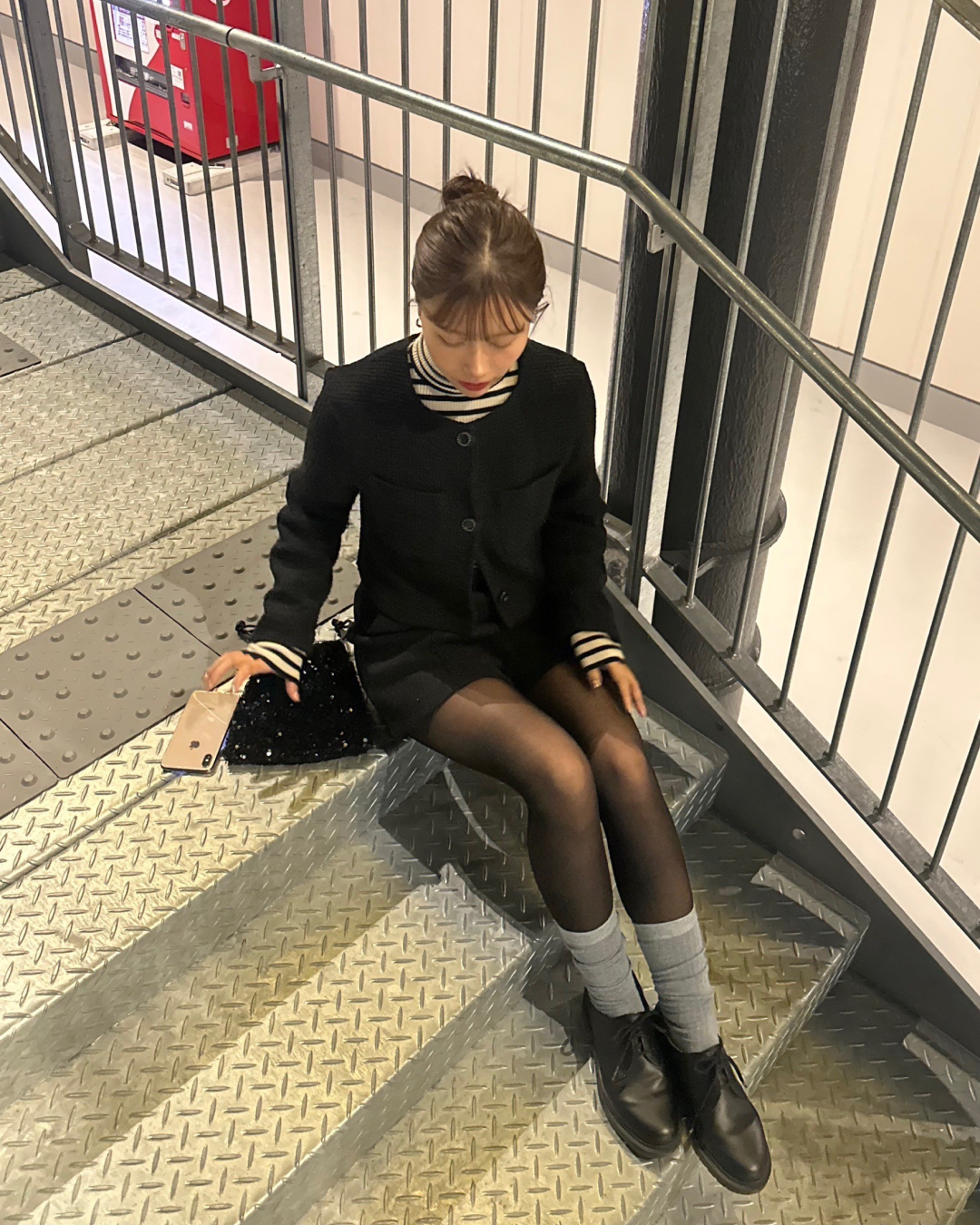 ブラックツイードショートジャケット AY0149