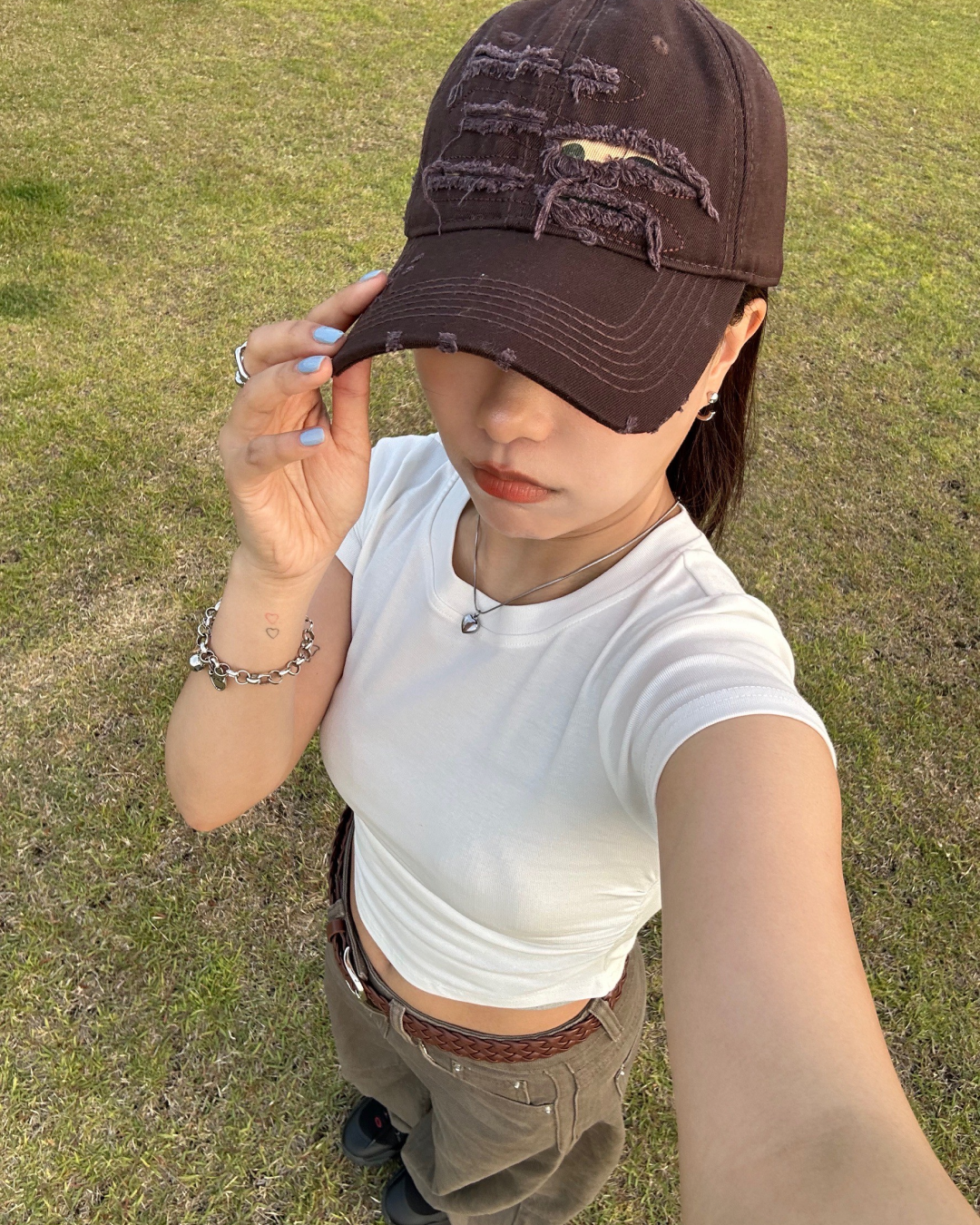 【即納】サイドシャーリングミニTシャツ AY0638