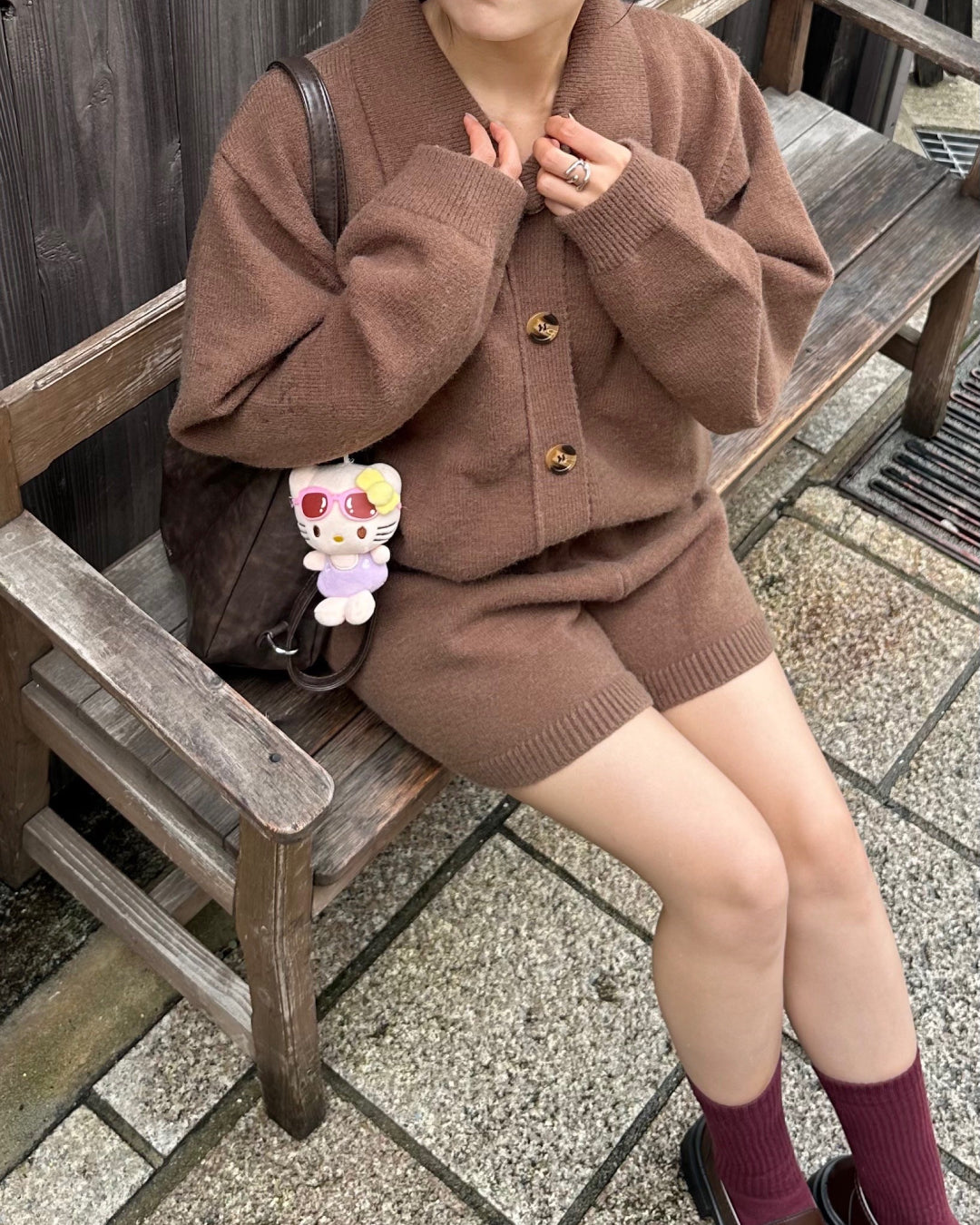 【即納】ポロカラーニットセットアップ AY1064