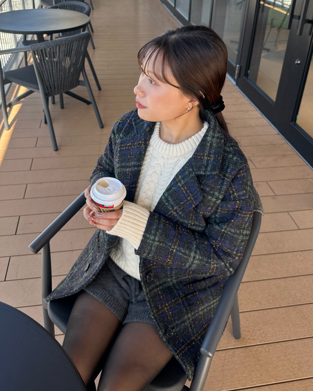 ネイビーチェックツイードミドルジャケット AY1104 – YOLO（ヨロ