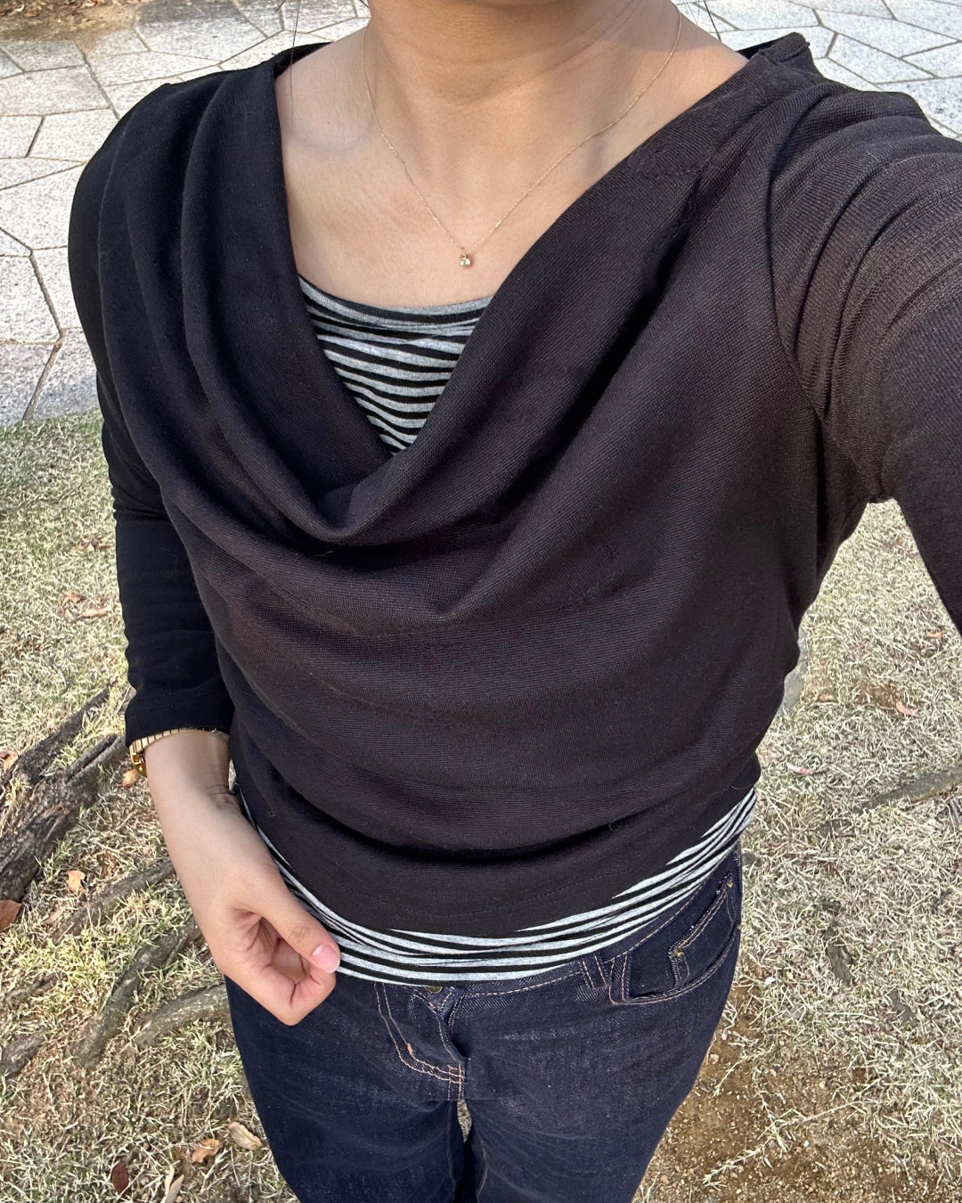 ボーダーレイヤードトップス AY1197