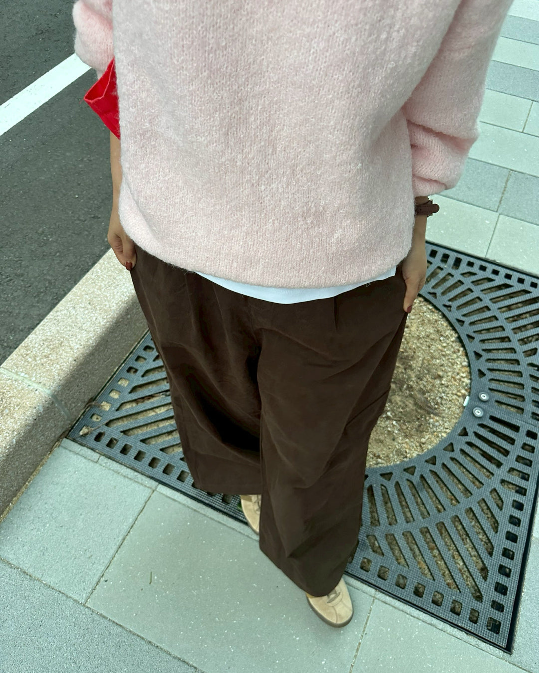 【即納】ベルト付きワイドストレートコットンパンツ AY5006