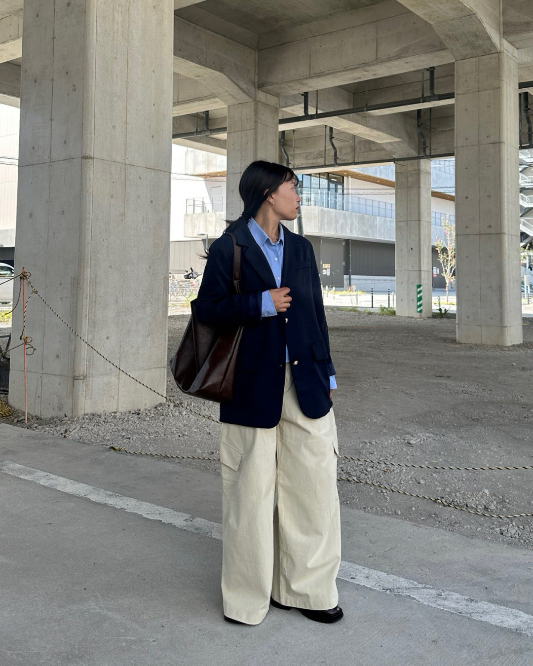 【即納】ベルト付きワイドストレートコットンパンツ AY5006