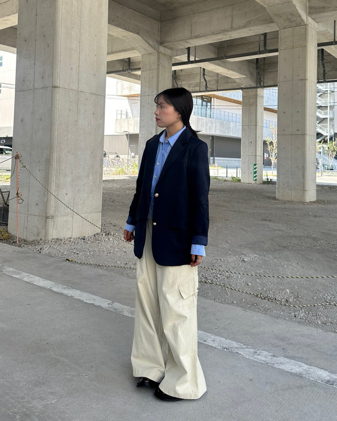 【即納】ベルト付きワイドストレートコットンパンツ AY5006