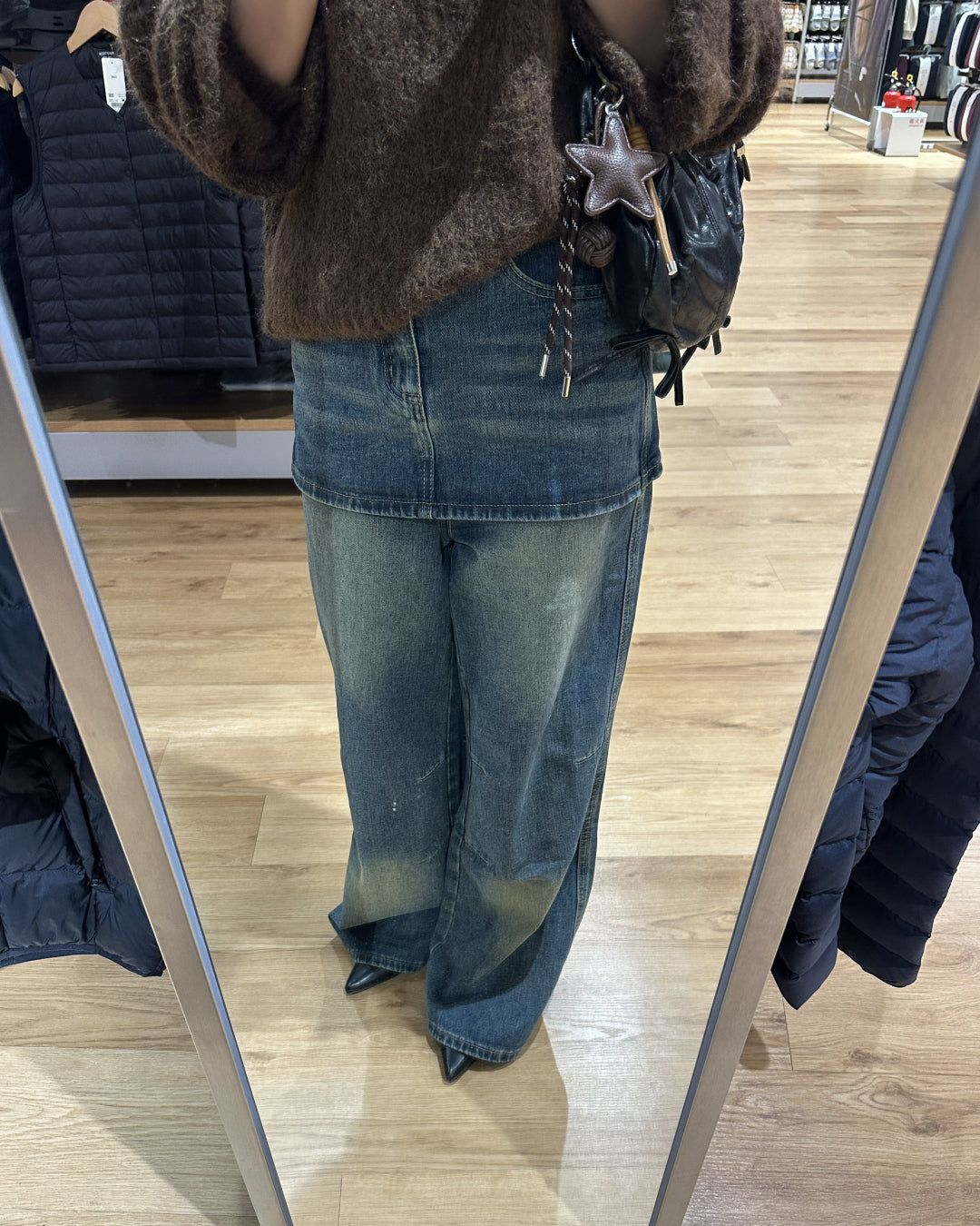 【即納】レイヤードスカートデニムパンツ AY5014