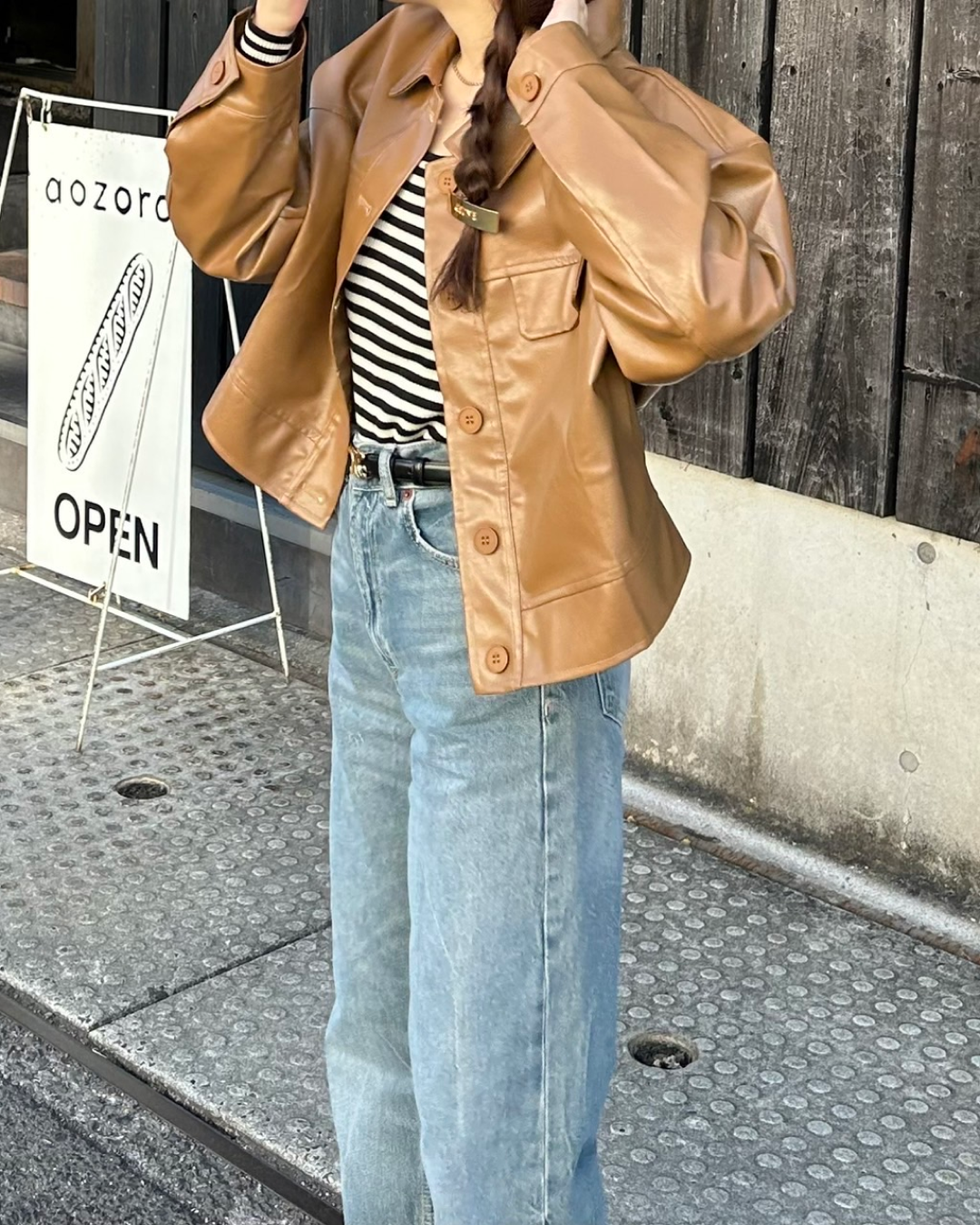 Leather short jacket B0002
