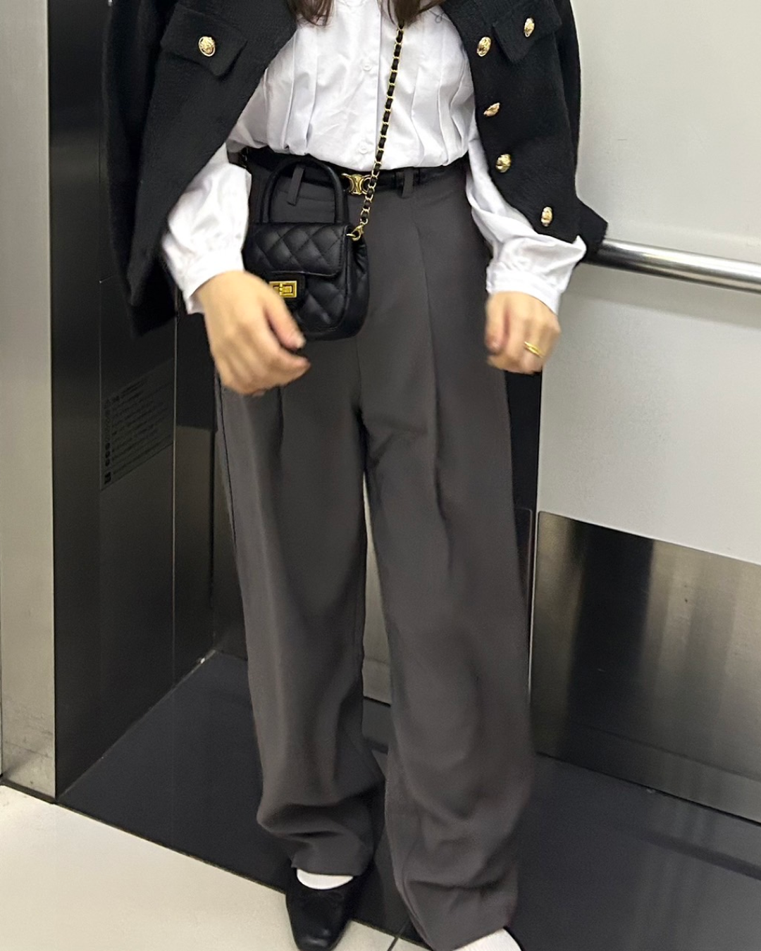 High waist straight pants B0005