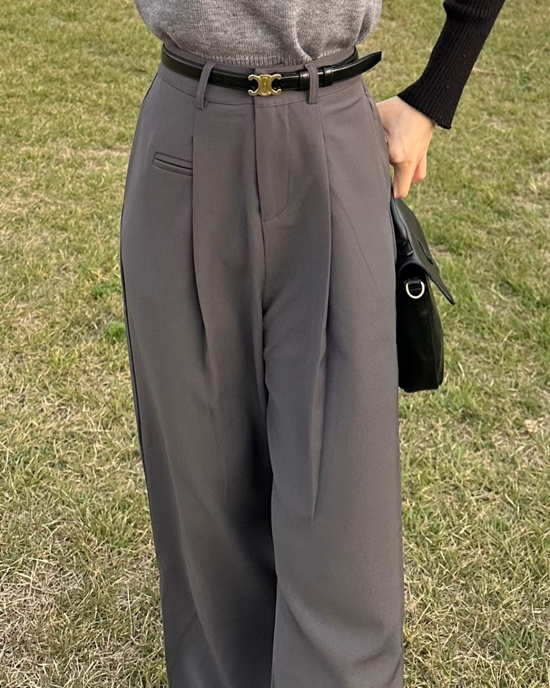 High waist straight pants B0005