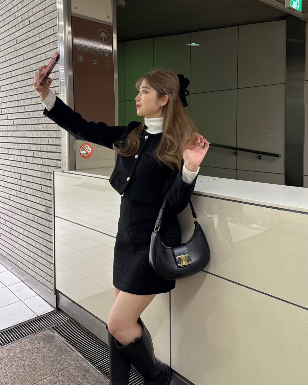 【再販】ブラックツイードスカート B0240