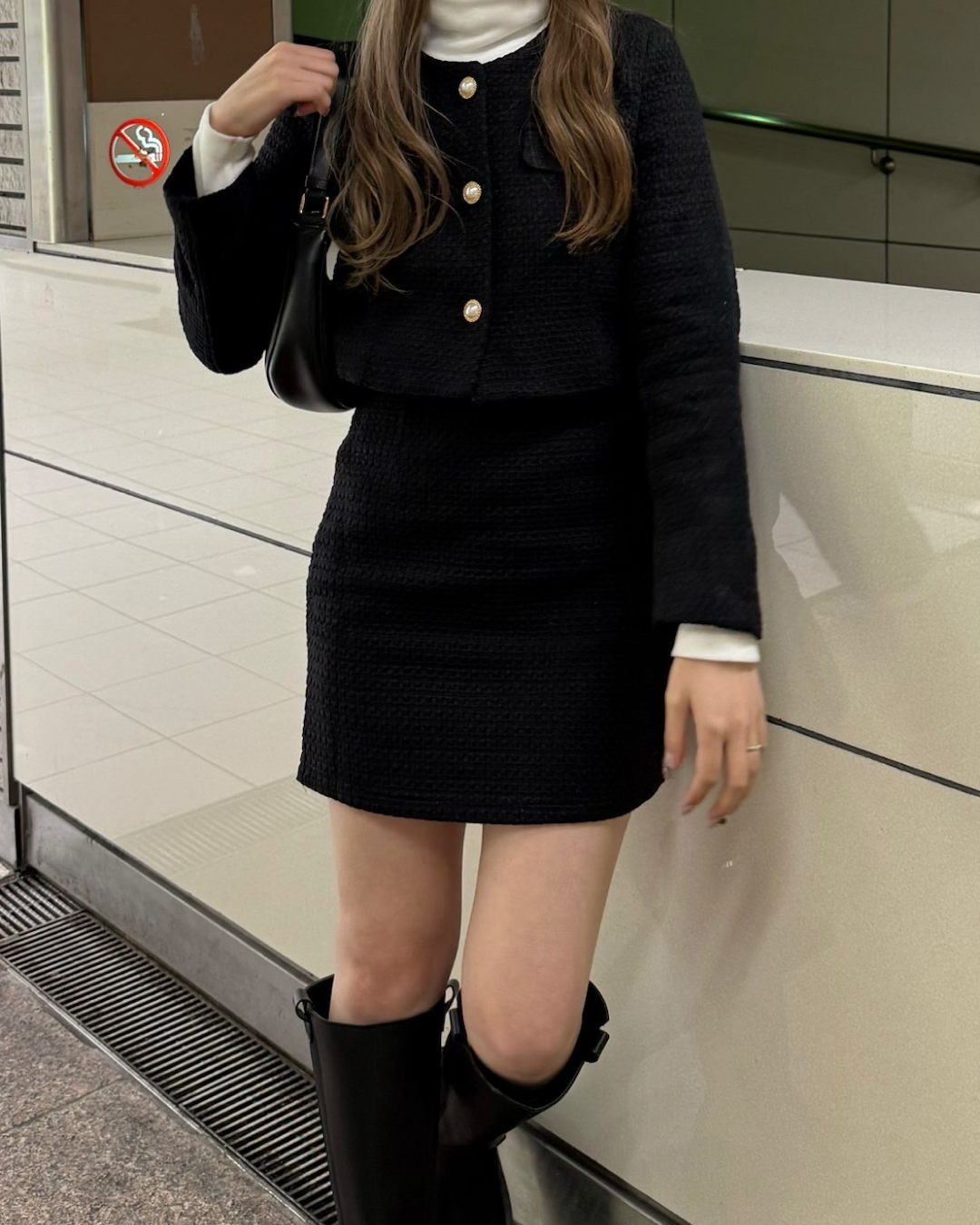 【再販】ブラックツイードショートジャケット B0239