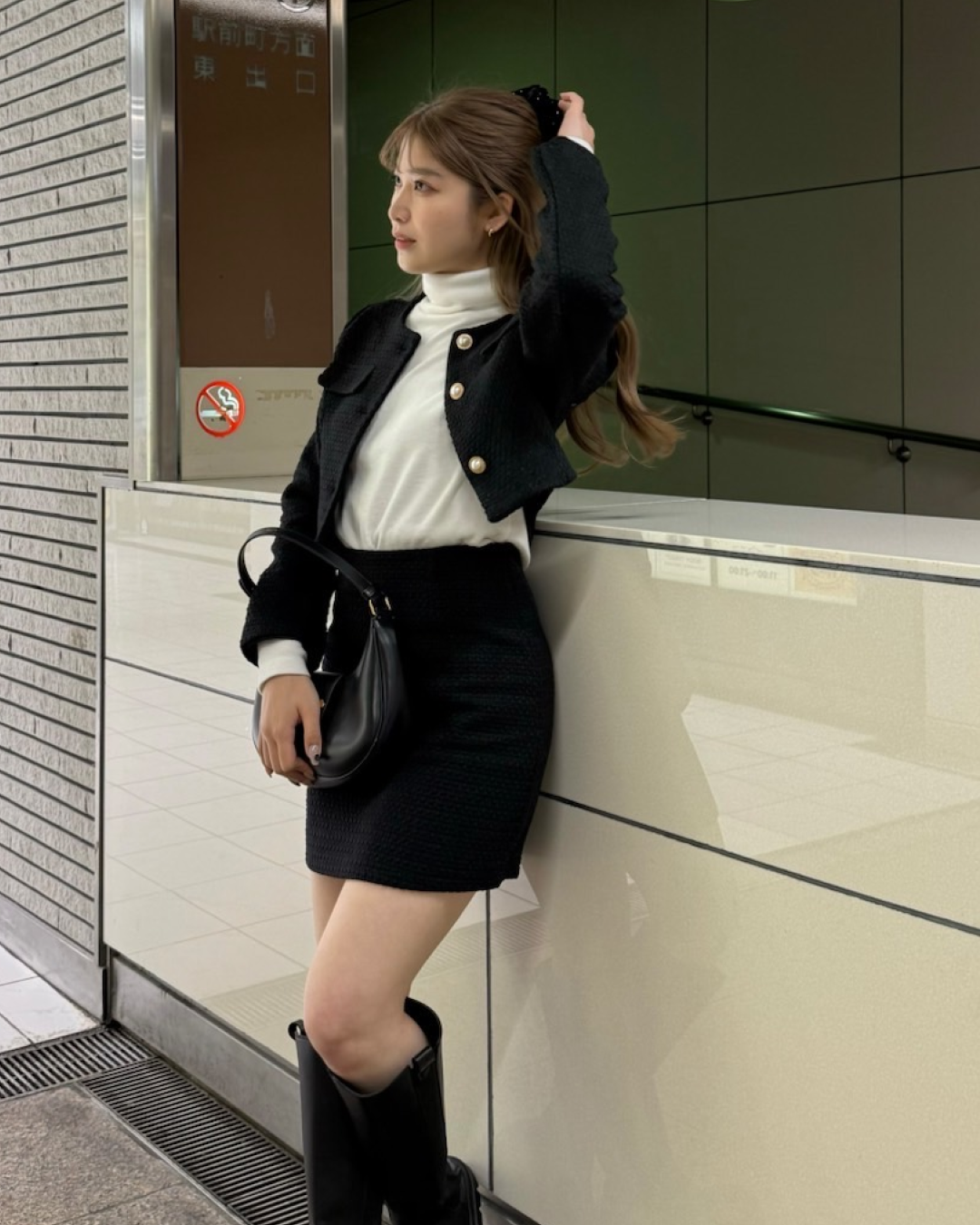 【再販】ブラックツイードスカート B0240