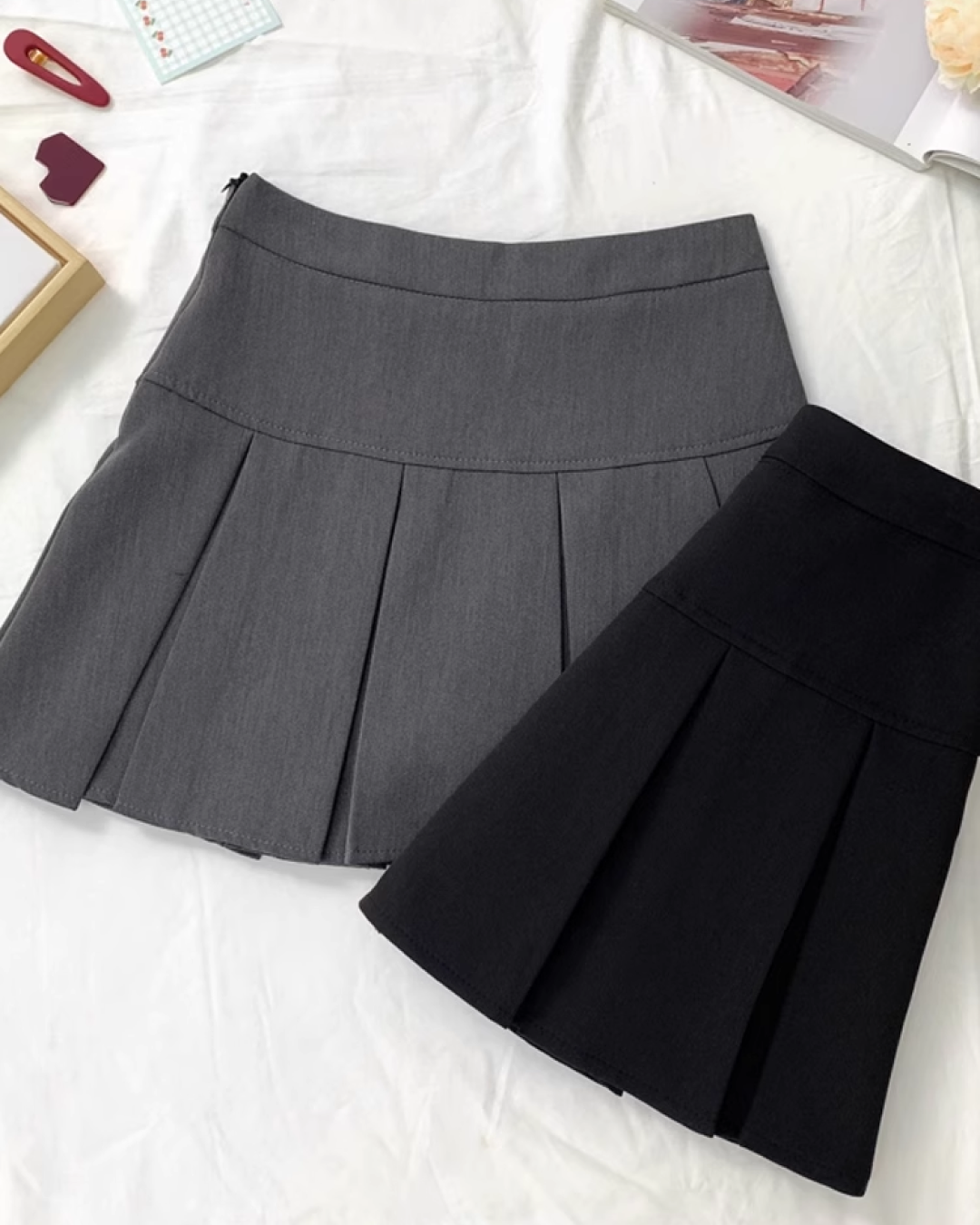A-line high waist pleated skirt B0009