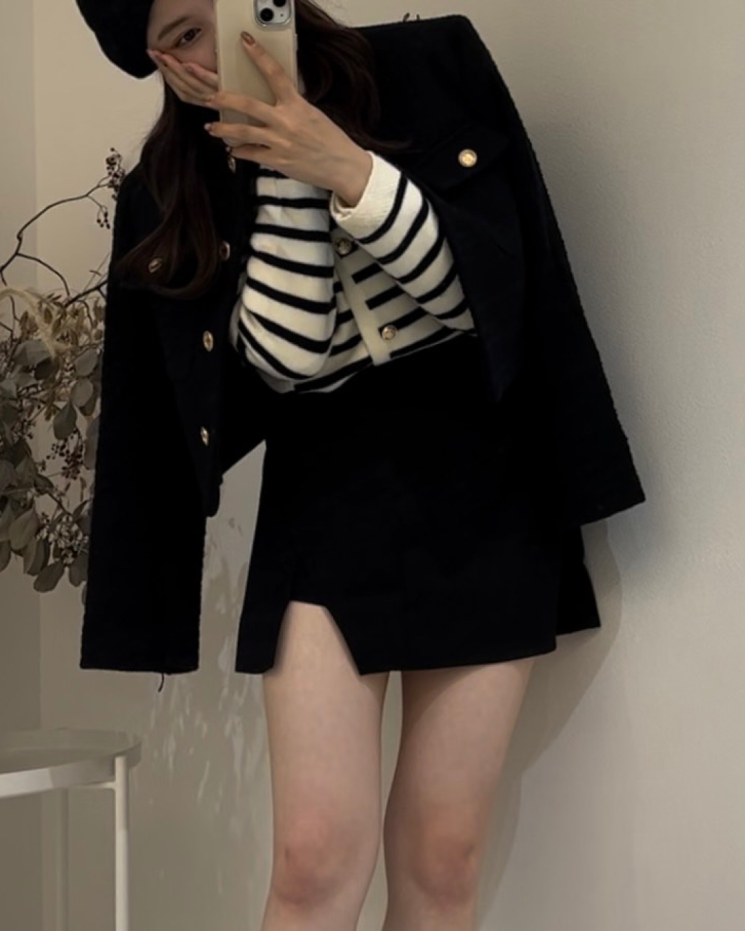 【再販】Aラインハイウエストハーフレングススカート B0012