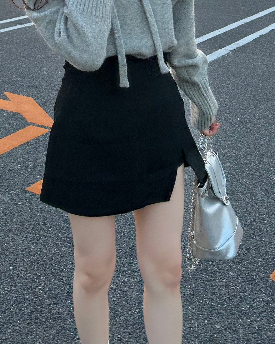 【再販】Aラインハイウエストハーフレングススカート B0012