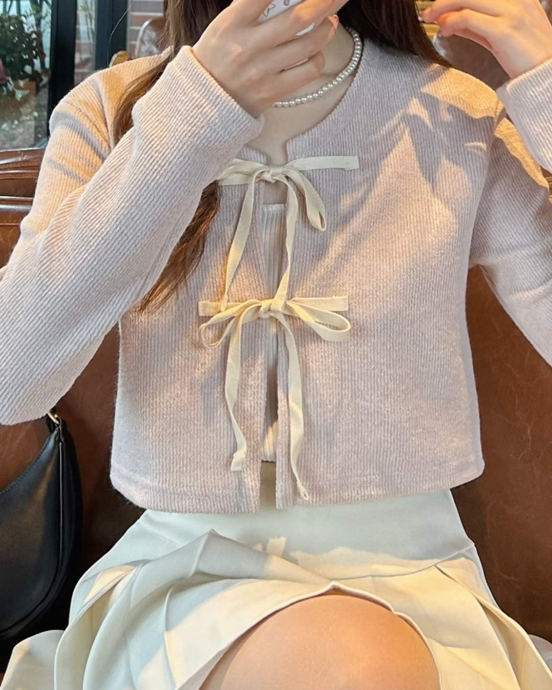 Pastel ribbon knit cardigan B0041