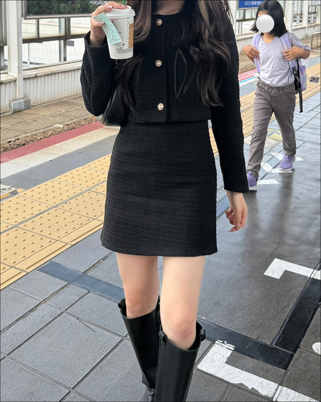 【再販】ブラックツイードショートジャケット B0239