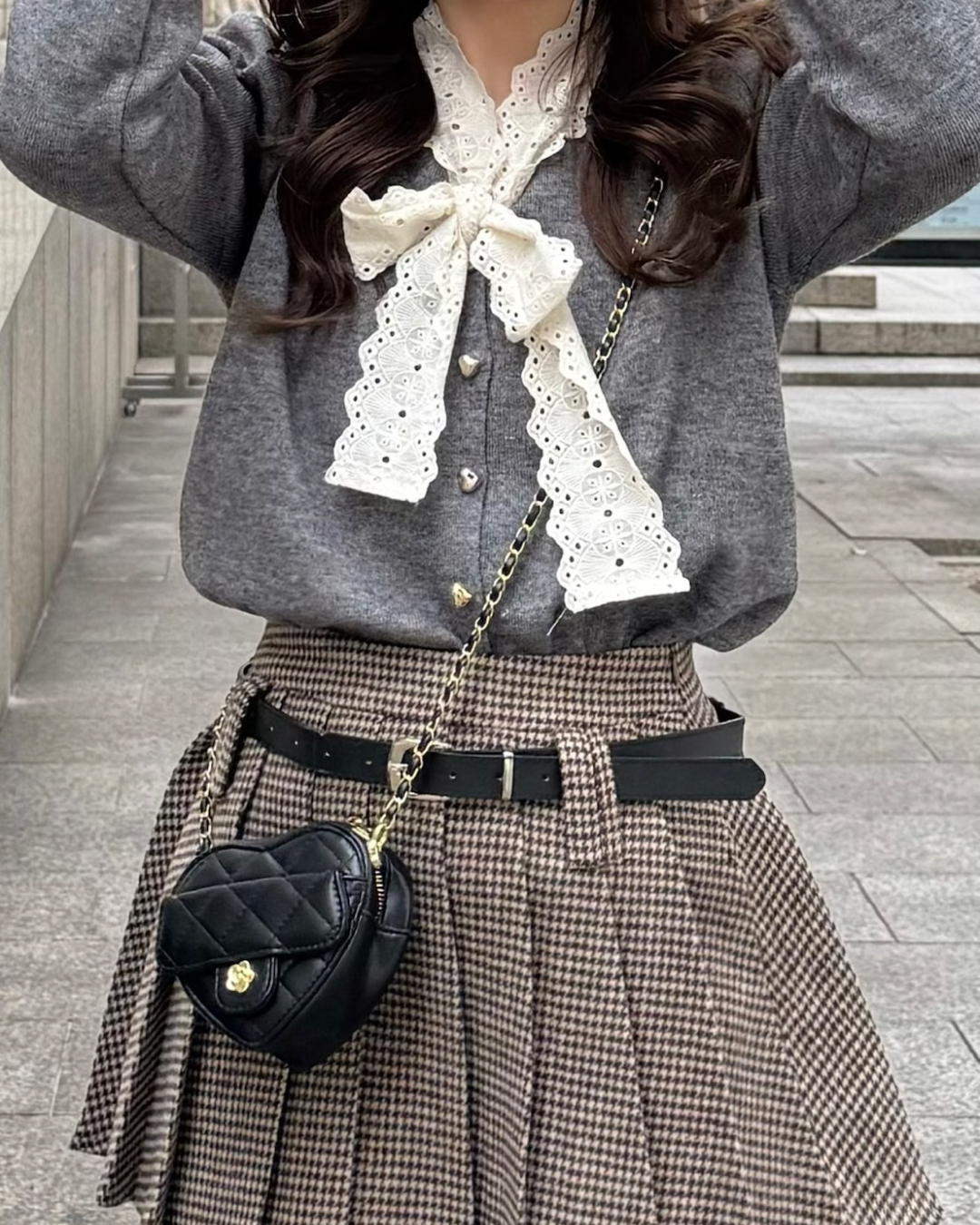 【即納】レースリボンタイニットトップス B0307