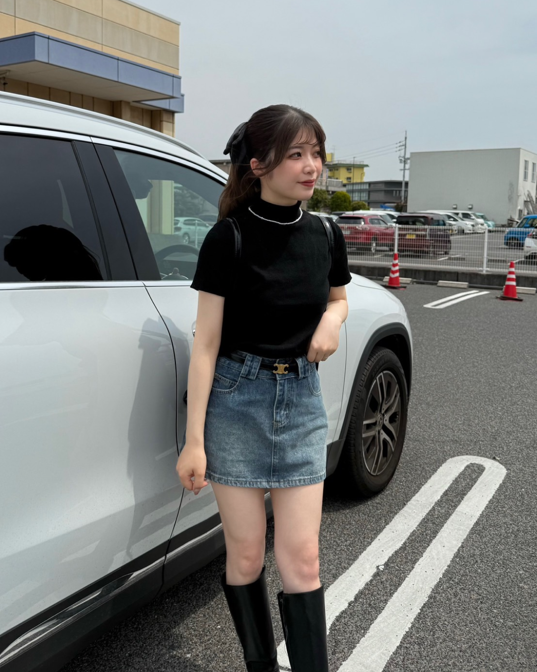 ハイネックショートスリーブスプリングニット B1028