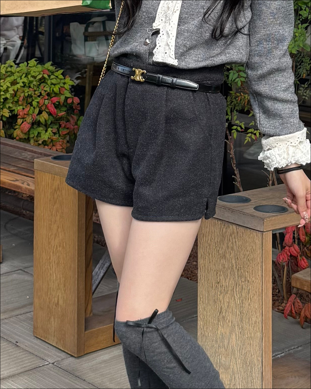 ハイウエストウールライクショートパンツ
B2162